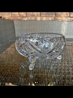 Cut Crystal Footed Serving Bowl - Clear